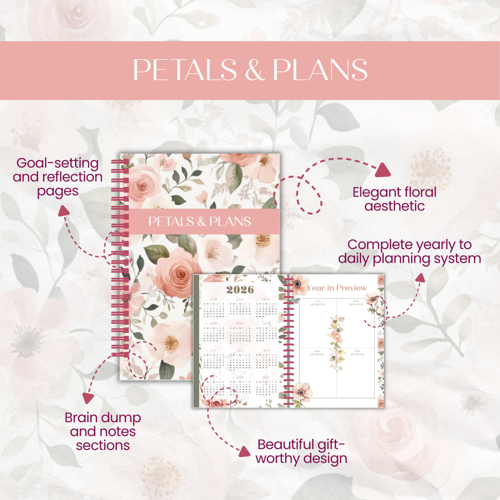 Floral planner digital page preview