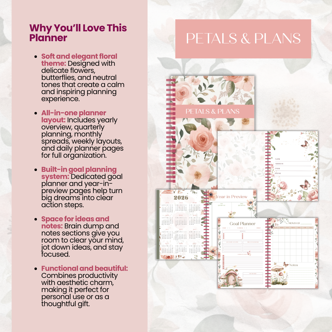 Floral planner PDF layout preview