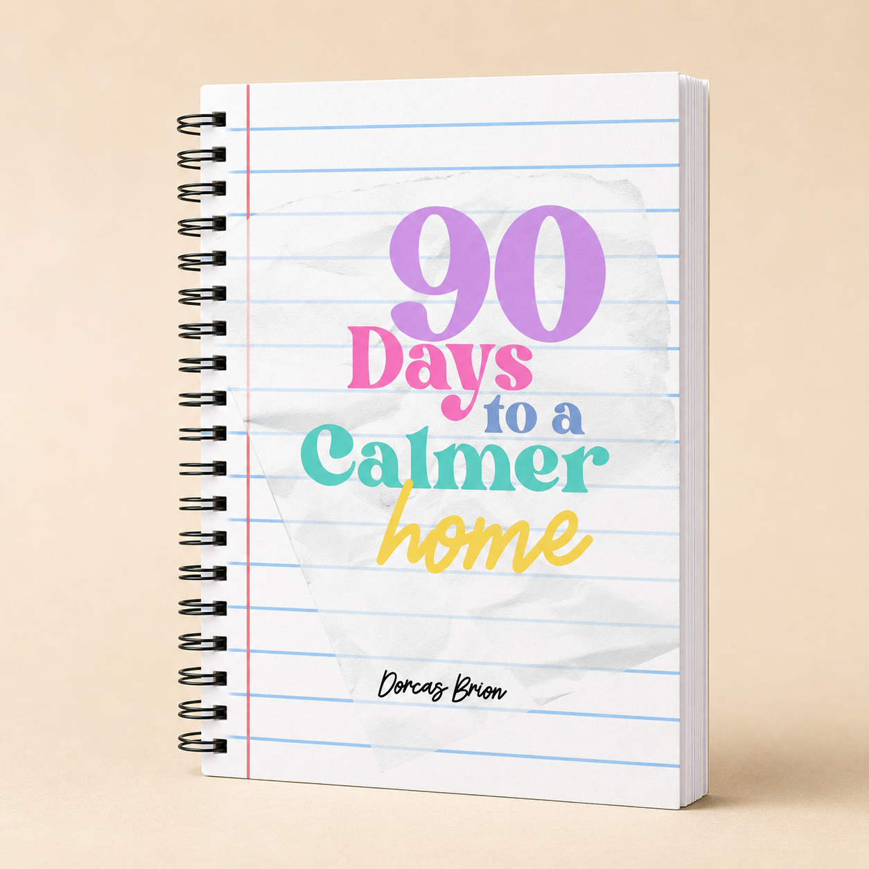 90 Days to a Calmer Home guided journal cover mockup
