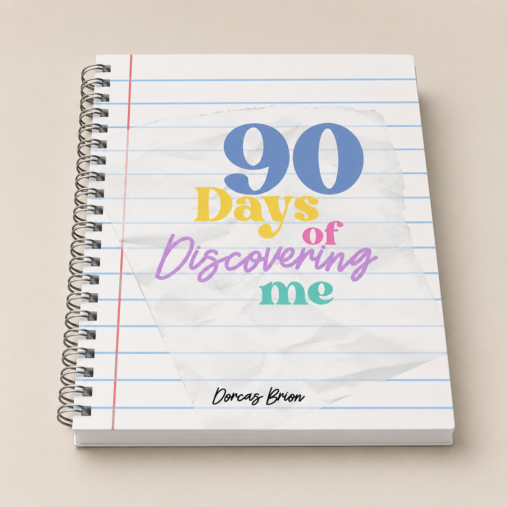 90 Days of Discovering Me guided journal cover mockup
