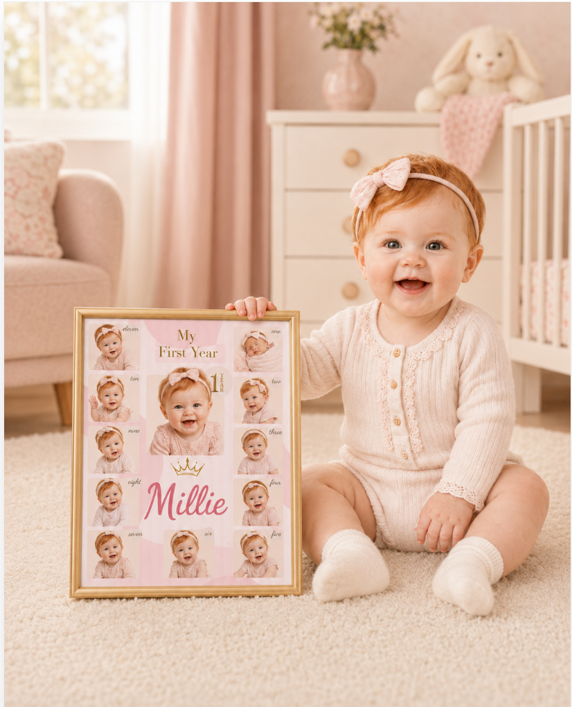 Personalised Baby’s First Year Photo Collage Print