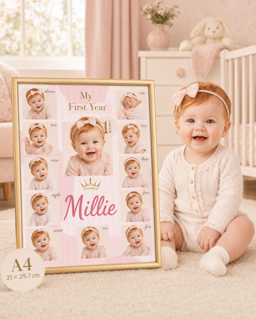 Personalised Baby’s First Year Photo Collage Print