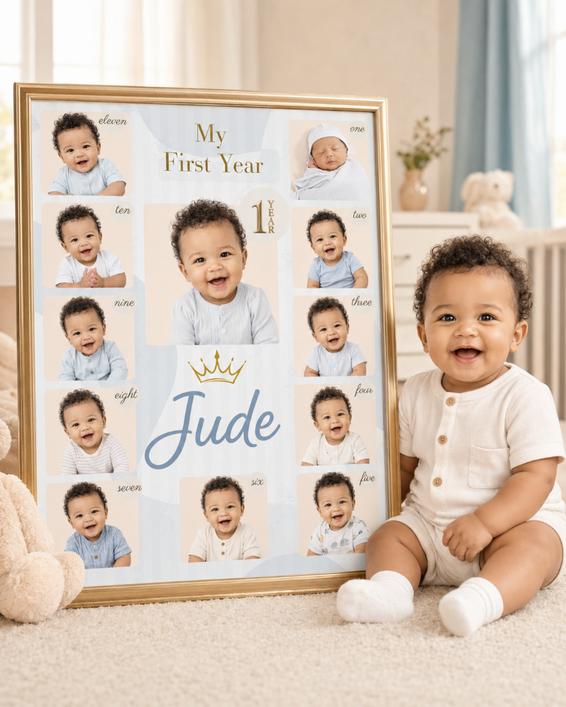 Personalised Baby’s First Year Photo Collage Print