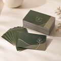 Custom double-sided business cards in an elegant green design, 100 pack