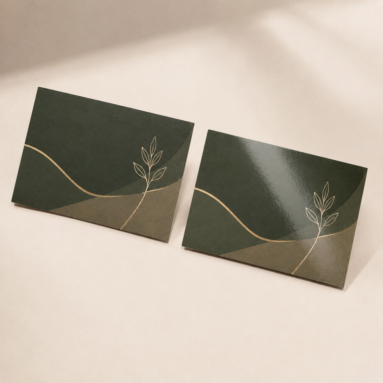 Custom business card matte and glossy finish comparison