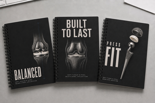 Three Soft Tissue and Steel Black Steel A6 wire-bound week-to-view planners: Balanced, Built to Last and Press Fit
